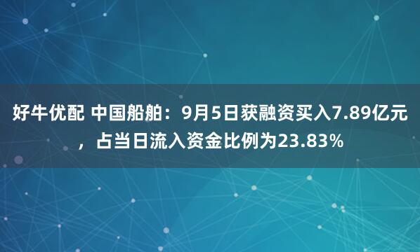 好牛优配 中国船舶：9月5日获融资买入7.89亿元，占当日流入资金比例为23.83%