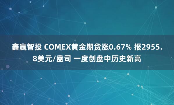 鑫赢智投 COMEX黄金期货涨0.67% 报2955.8美元/盎司 一度创盘中历史新高